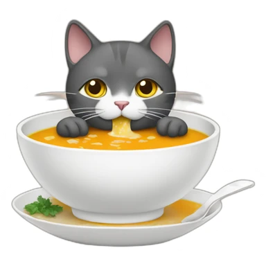 cat eating soup sticker