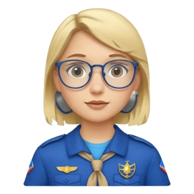 scout girl with blue scout uniform, blonde haired and glassess sticker