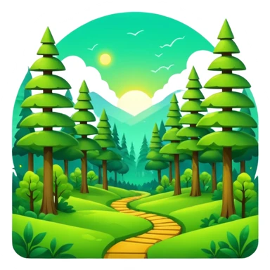 Abstract solarpunk clearing" an open space in a forest, light, spacious, minimal. sticker