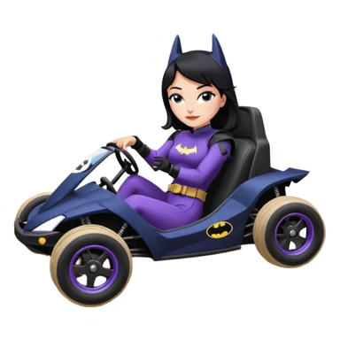 full size real-appearance road racing sexy buxom Batman’s feminine midnight-colored tight outfit sixty’s tv show dark stealthy accurate sporty safe plush deluxe Lego off-road pursuit drifting car lexus (black hair,reclining and relaxed torso and shoulders back against seat) rallycross kart  sticker
