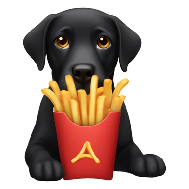 Black lab eating French fries sticker