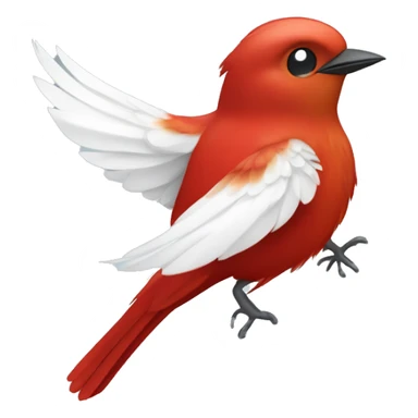 red male flycatcher bird flying with white accent feathers flying towards the sky sticker