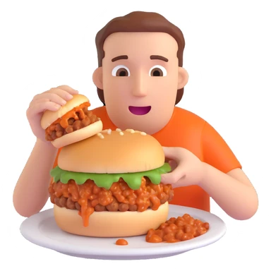 person eating sloppy joe sticker