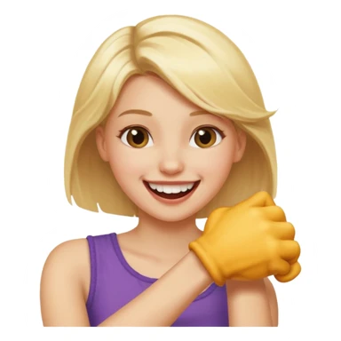 Emoji blonde girl love biting an arm sticker