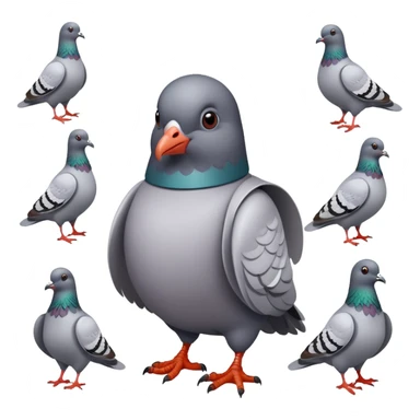 Голубь в разной одежде и в разных ролях, везде снизу надпись "No" sticker