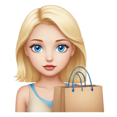 Blonde girl blue eyes with makeup and a shopping bag  sticker