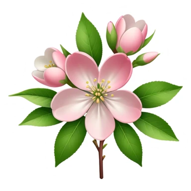 single Apple blossom, straight stem sticker
