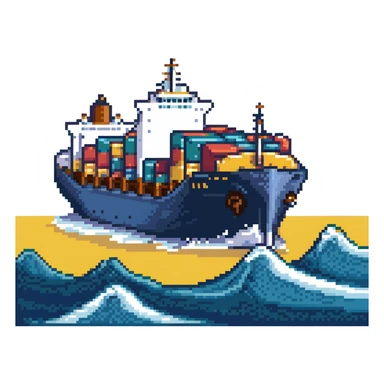 A large cargo ship on blue ocean waves sticker