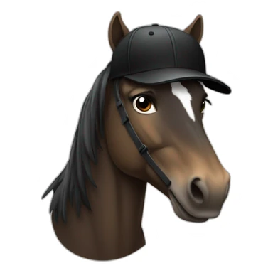 Horse with black baseball cap on sticker