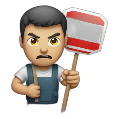 ANGRY MAN HOLDING A STOPSIGN sticker
