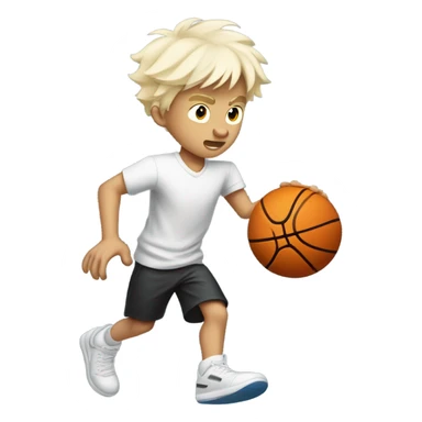Skinny white hair blonde kid playing basketball sticker