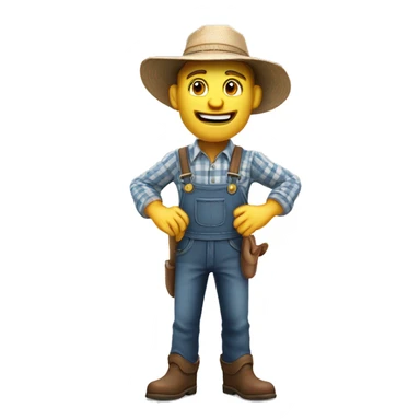 Realistic toon Human Adult Farmer, toon match game 3D character rendered sticker
