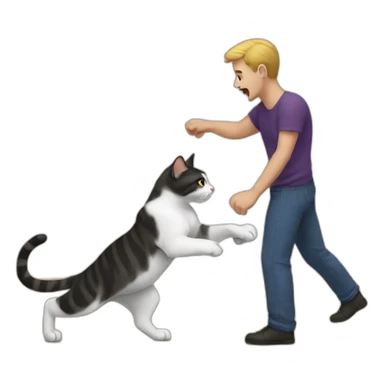 A cat beats a man sticker