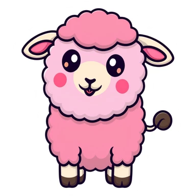 pink sheep with tongue out sticker