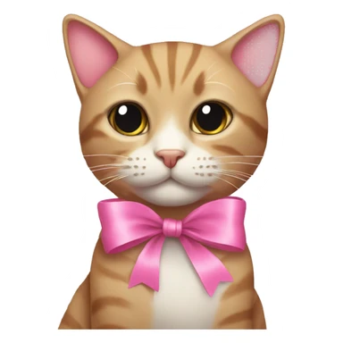 Cat with pink ribbon sticker