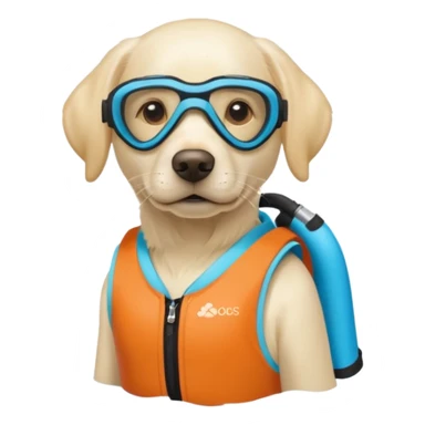 White labrador with snorkel and and swimmers vest sticker