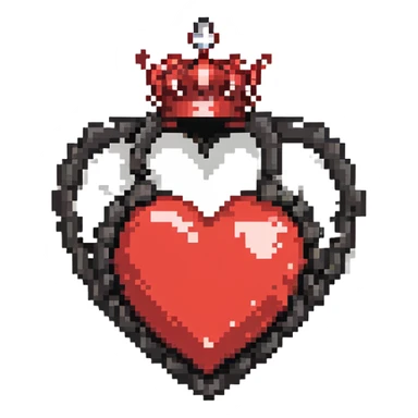 heart 75% red and 25% black with a queen's crown on top sticker