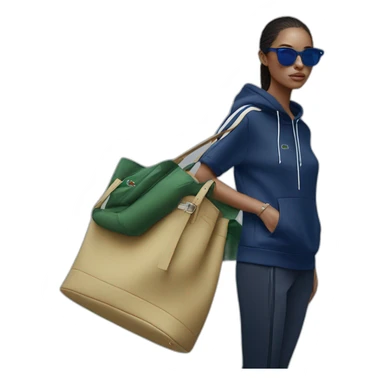 Lacoste bag girl with black lacoste hoodie e and blue oakley sportive sunglass  sticker