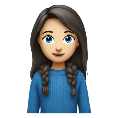 A girl with blue eyes, dark not long hair in a blue sweater. shoulder-length sticker