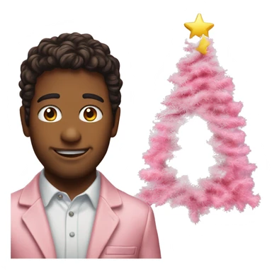 cute pink christmas tree with actor drew starkey next to it sticker