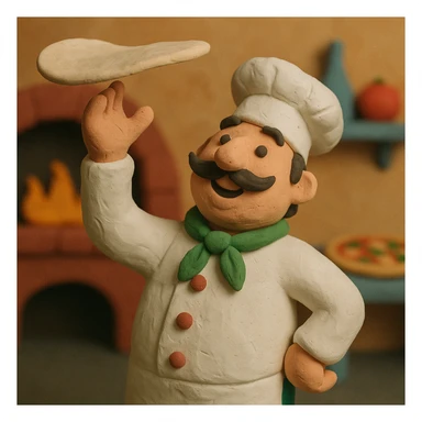 smiling Italian chef spinning pizza dough sticker