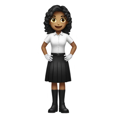 girl in white shirt with gloves, black skirt, boots sticker