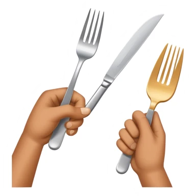 Fork and knife in hand ready to eat  sticker