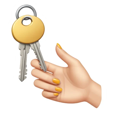 emoji de mano de mujer sujetando unas llaves con el fondo de un departamento sticker