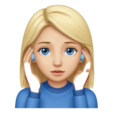 Blonde haired blue eyed woman scratching inner ear  sticker