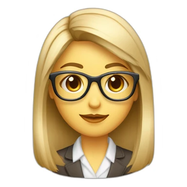 profesora rubia   con cola y flequillo largo de lado gafas transparentes eyecat sticker