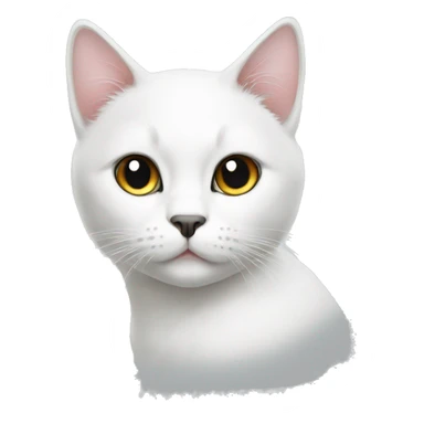White cat with black spots round face sticker