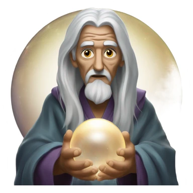 Wise Old Fortune teller with crystal ball looking into the camera sticker
