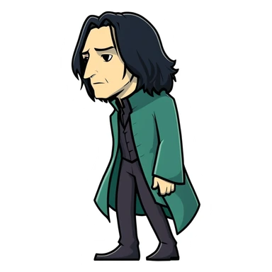 sad Severus Snape side view with long black hair sticker
