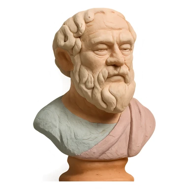 claymation style bust of a philosopher, pastel colors sticker