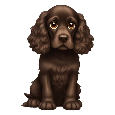 Dark brown cocker spaniel sitting full pose sticker