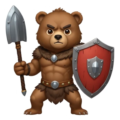 bear warrior with shield sticker