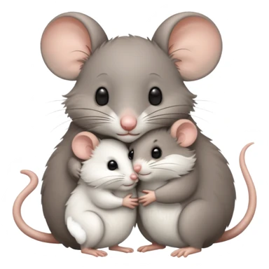 a gray mouse and a white mouse hugging sticker