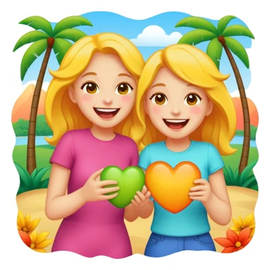 Girls having fun outdoors sticker