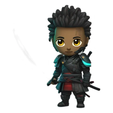 Cyberpunk samurai with glowing katana sticker