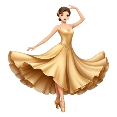 humanless Icon for Ballroom Dance: elegant dance shoes, a flowing ballroom dress, and a dance floor with soft lighting. The icon should capture the grace, elegance, and style of ballroom dancing. Transparent background. sticker
