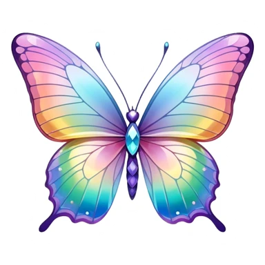 Sparkly Pastel rainbow-gradient iridescent crystal butterfly sticker