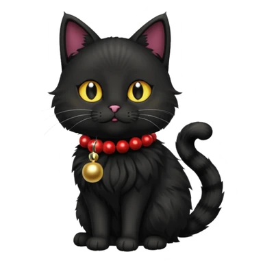 black cat wearing a jingle bell necklace full body sticker
