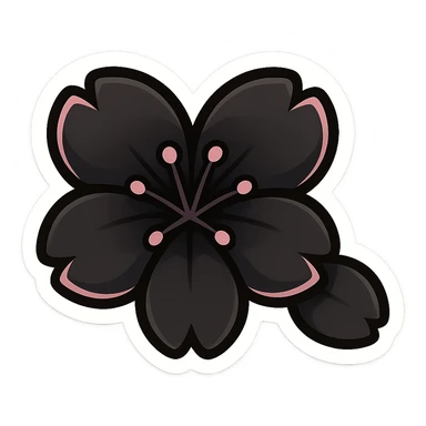 goth sakura heart, heart made of black sakura petals with pink accents, adorable and bold sticker