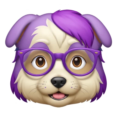 purple haired dog wearing glassess sticker