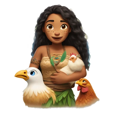 Moana and her chicken from Moana sticker