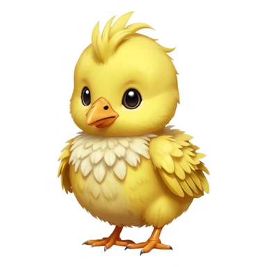 Baby chocobo from Final Fantasy, cute tiny yellow bird chick with fluffy feathers sticker