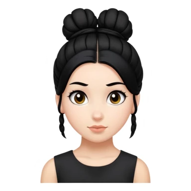 The girl has tied her hair into a black bun. sticker