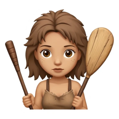 cute cave woman with big eyes and a club sticker