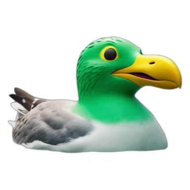 a fully green seagull sticker