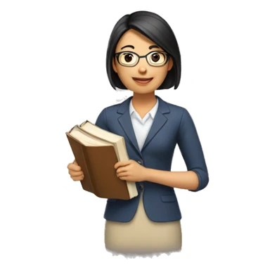 asian female teacher holding books sticker